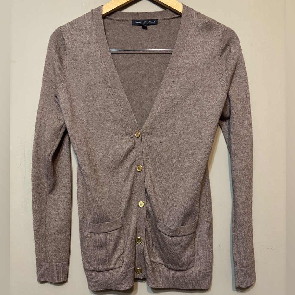 LADY HATHAWAY Wool Blend Button Up Cardigan